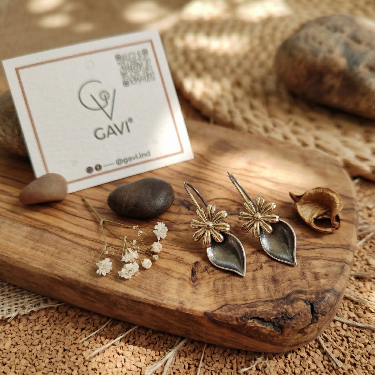 GAVI® Golden Silver Leaf Earrings