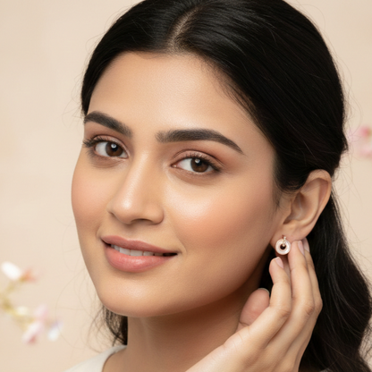 GAVI® Radiant Mother of Pearl & American Diamond Rose Gold Studs