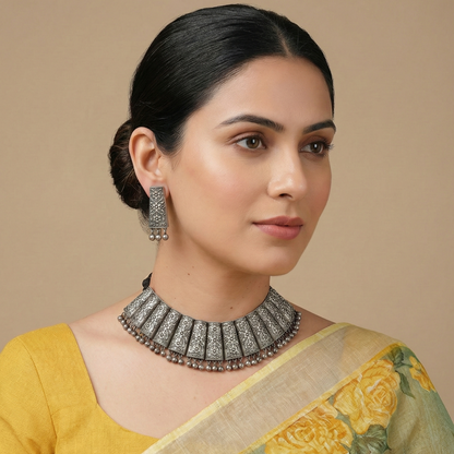 GAVI® Oxidized Black and Silver Choker Set