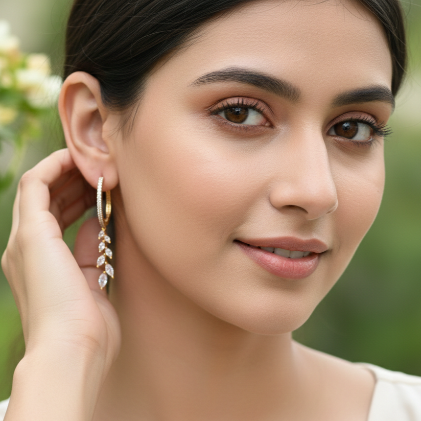 GAVI® Elegant Clear American Diamond Dew-Branch Earrings