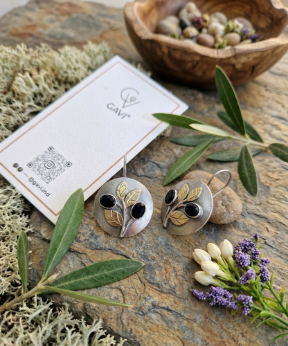 GAVI® Minimalist Oxidized Olive Branch Earrings