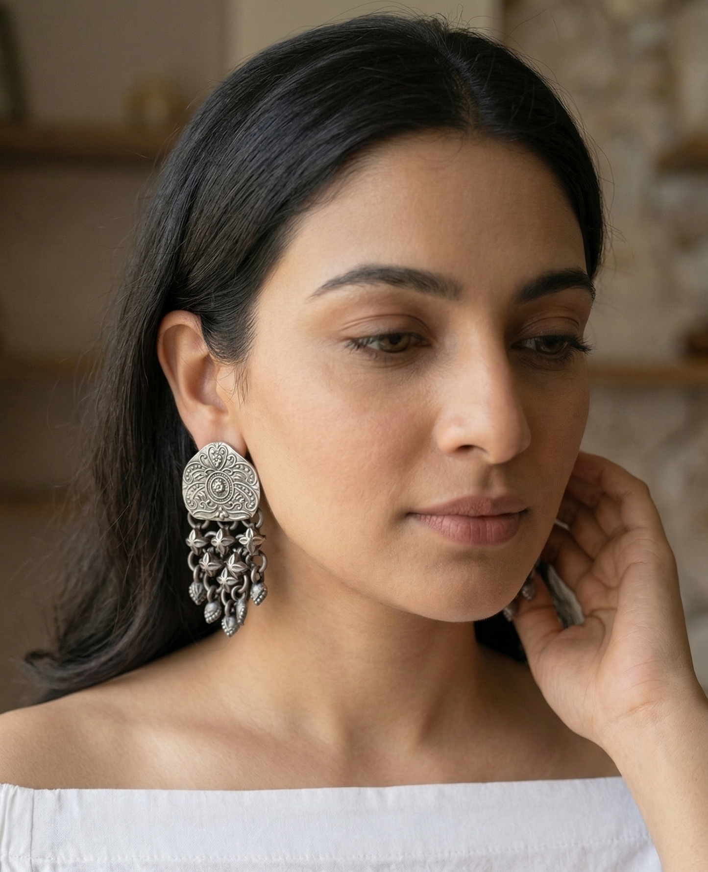GAVI® Oxidised Brass Chain-Mail Earrings for that Vintage Look