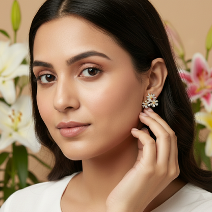 GAVI® Stainless Steel Rustic Daisy-Bunch Contemporary Earrings