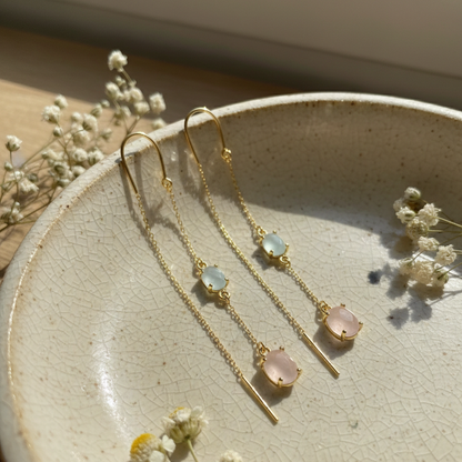 GAVI® Ethereal Pastel Gemstone Sui Dhaga Threader Earrings
