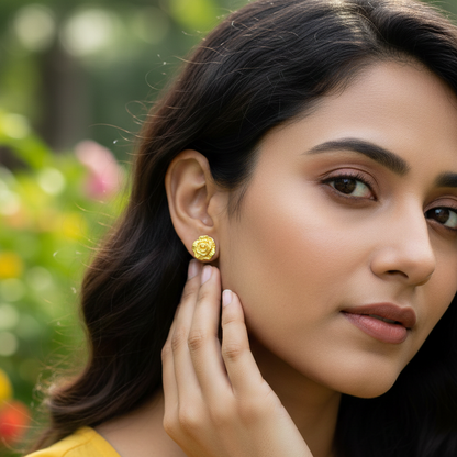 GAVI® Gold Plated Rose Flower Design Studs