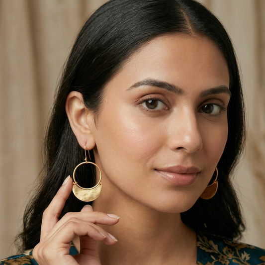 GAVI® Graceful Golden Crescent-Ring Danglers