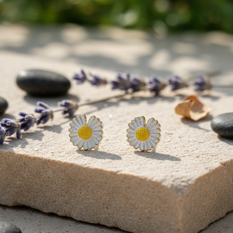 GAVI® Elegant Daisy Studs in Durable Stainless Steel