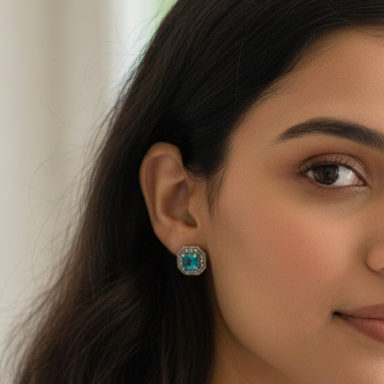 GAVI® 925 Sterling Silver Turquoise Halo Studs