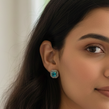 GAVI® 925 Sterling Silver Turquoise Halo Studs