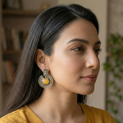 GAVI® Oxidized Yellow Onyx Stone Danglers