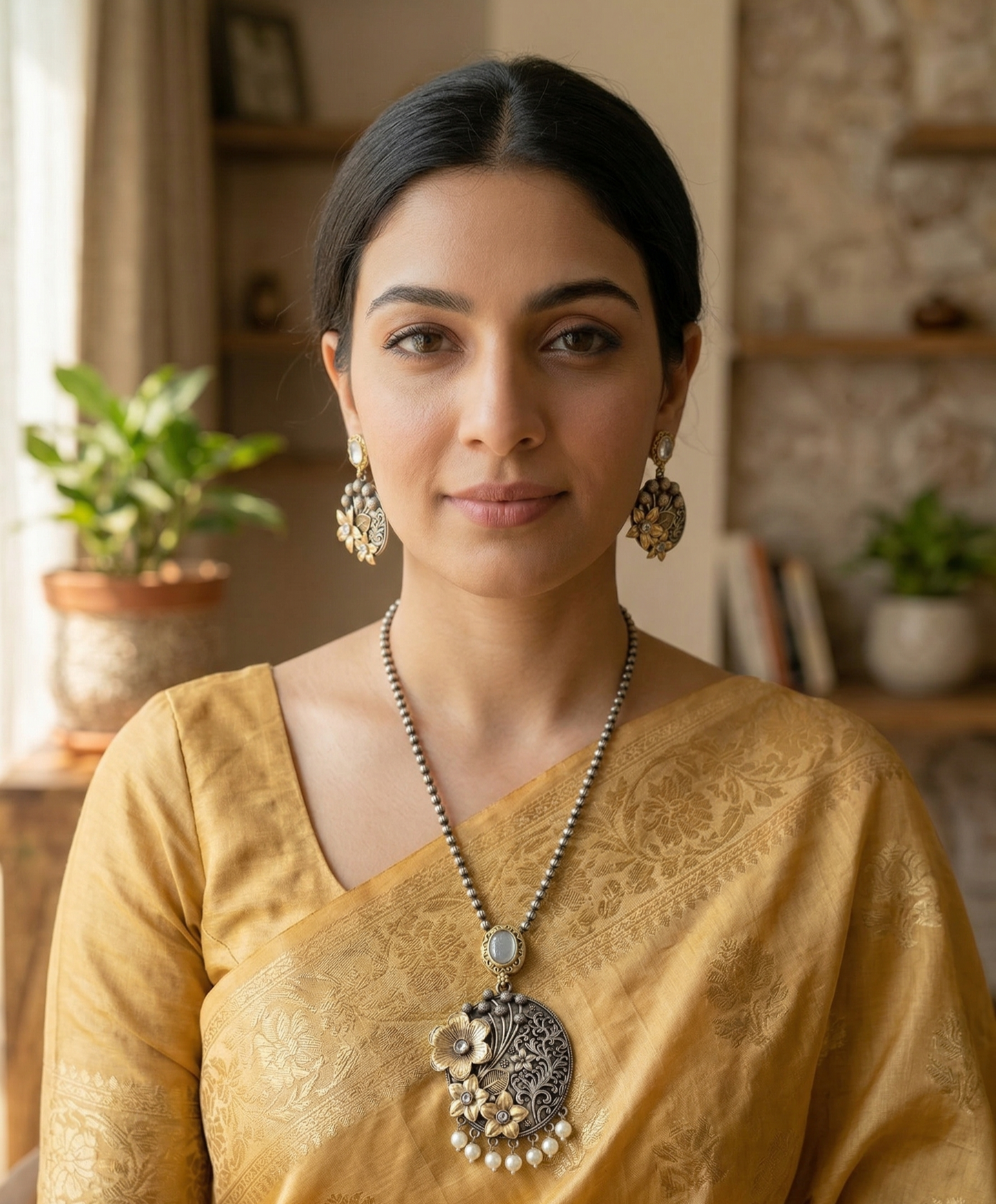GAVI® Dual Tone Copper Alloy Flower Necklace Set