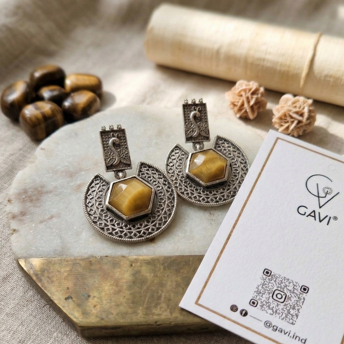 GAVI® Oxidized Yellow Onyx Stone Danglers