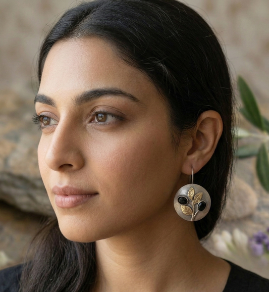 GAVI® Minimalist Oxidized Olive Branch Earrings