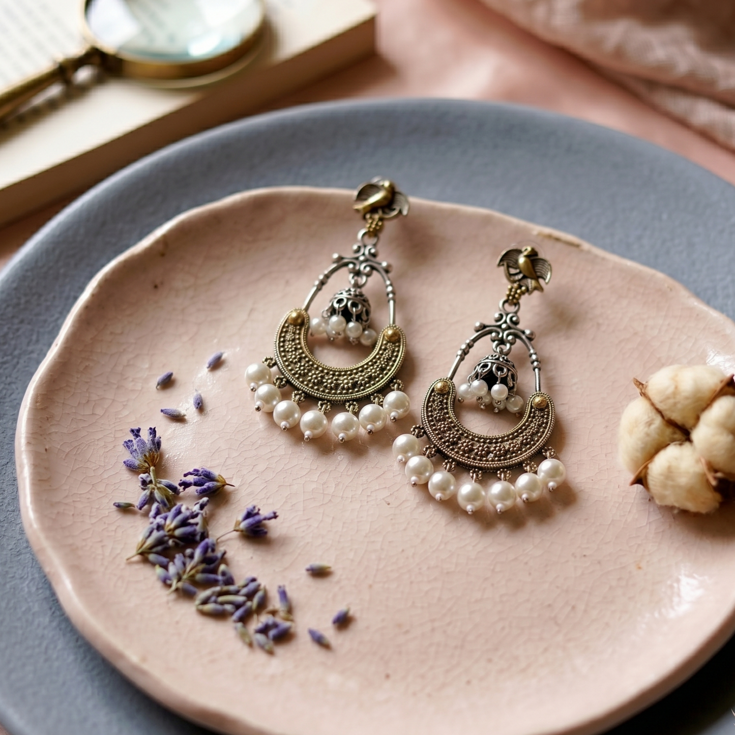 GAVI® Oxidized Two-Tone Chandbali Earrings