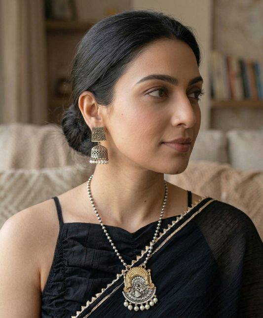 GAVI® Dual Tone Oxidized Temple Necklace Set