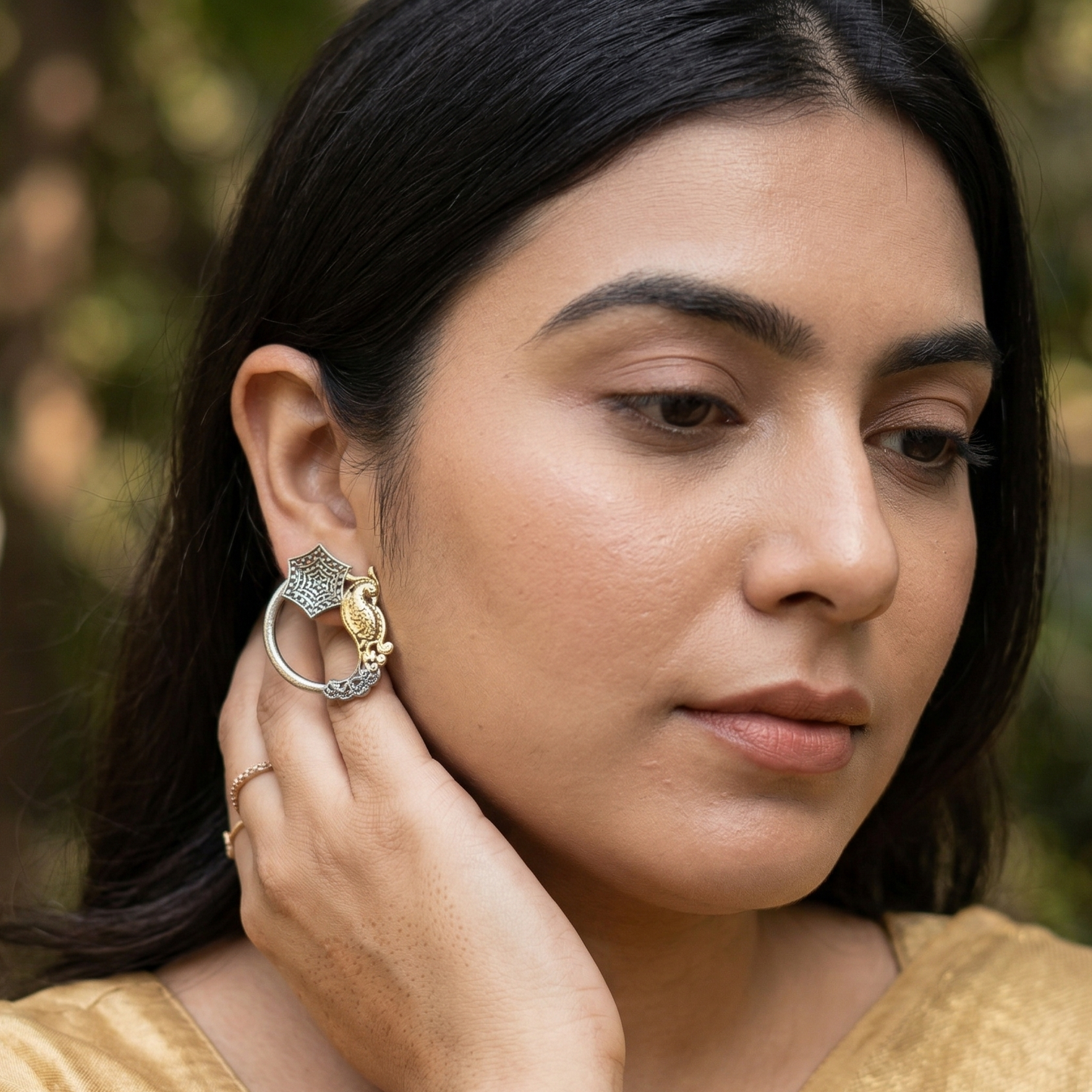 GAVI® Oxidized Golden Peacock Stud