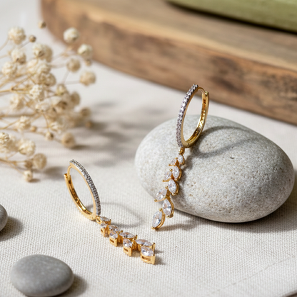 GAVI® Elegant Clear American Diamond Dew-Branch Earrings