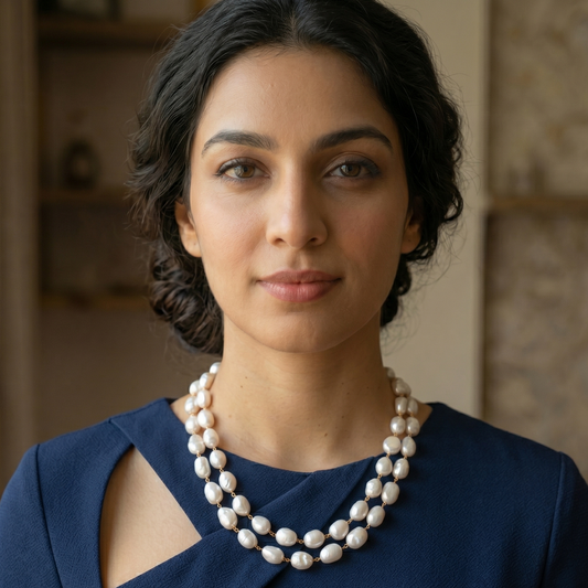 GAVI® Classic Chic Two Layer GAVI Pearl Necklace Made with Real Freshwater Pearl