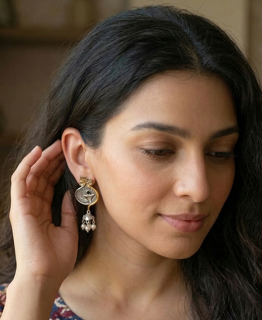 GAVI® Elegant Dual Tone Peacock Drop Earrings