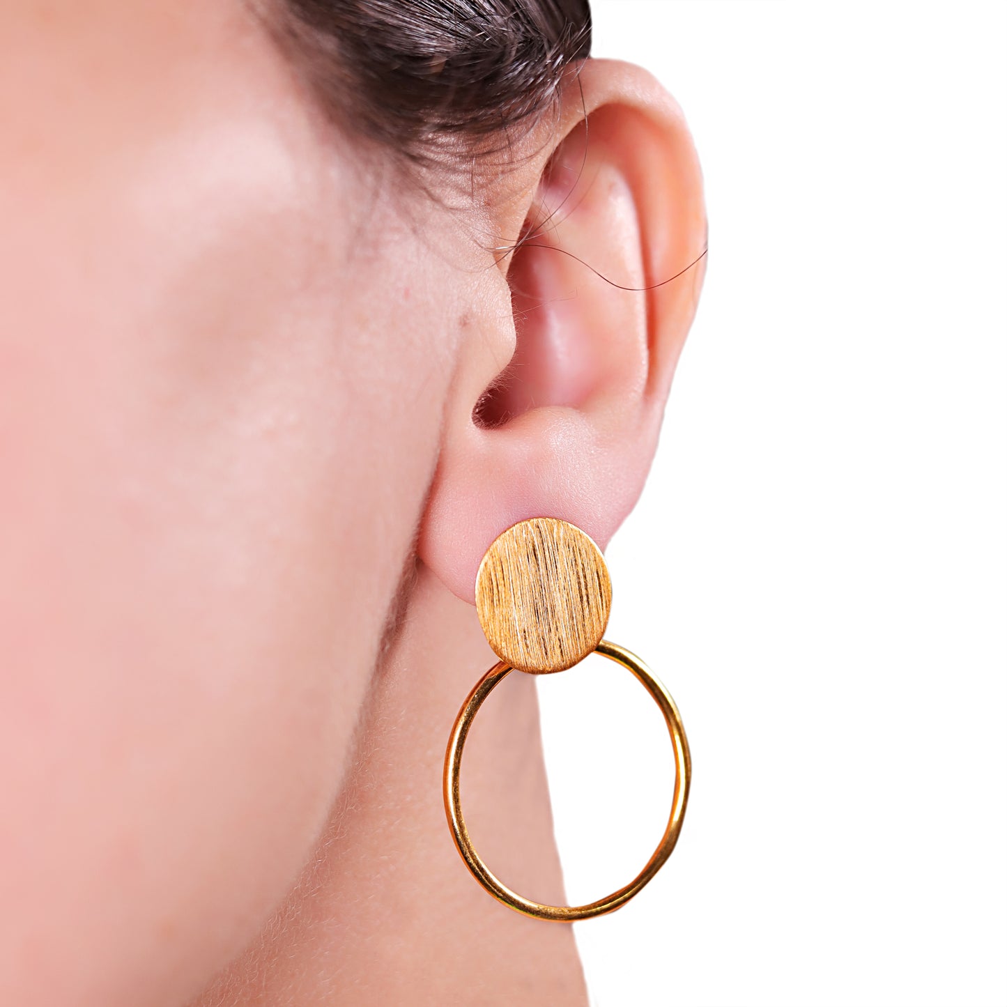 GAVI® Gold Hoop-Stud Elegant Contemporary Earrings.