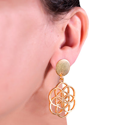 GAVI® Gold Gilded Fusion Rings Drop Earrings.