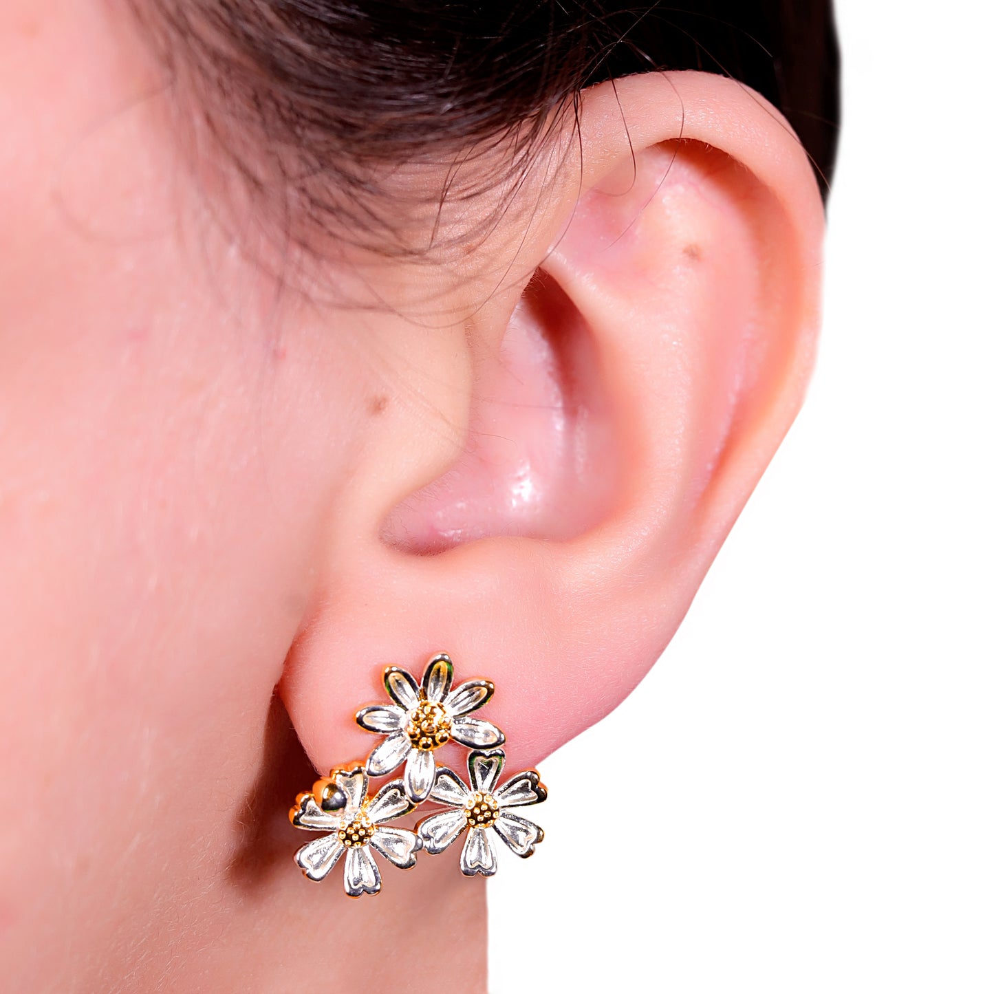 GAVI® Stainless Steel Rustic Daisy-Bunch Contemporary Earrings.🌸