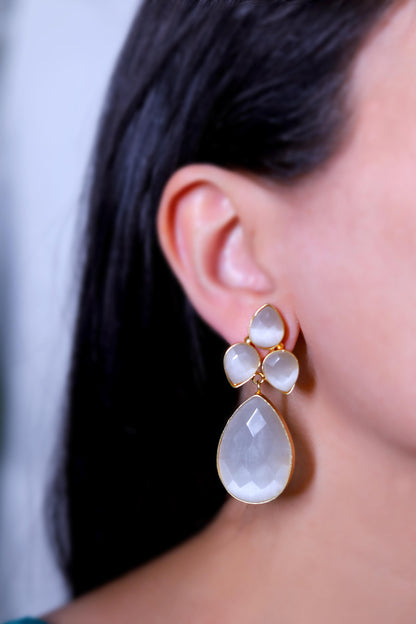 GAVI® Captivating and Graceful White Earrings with precisely set stones to Elevate Any Outfit.