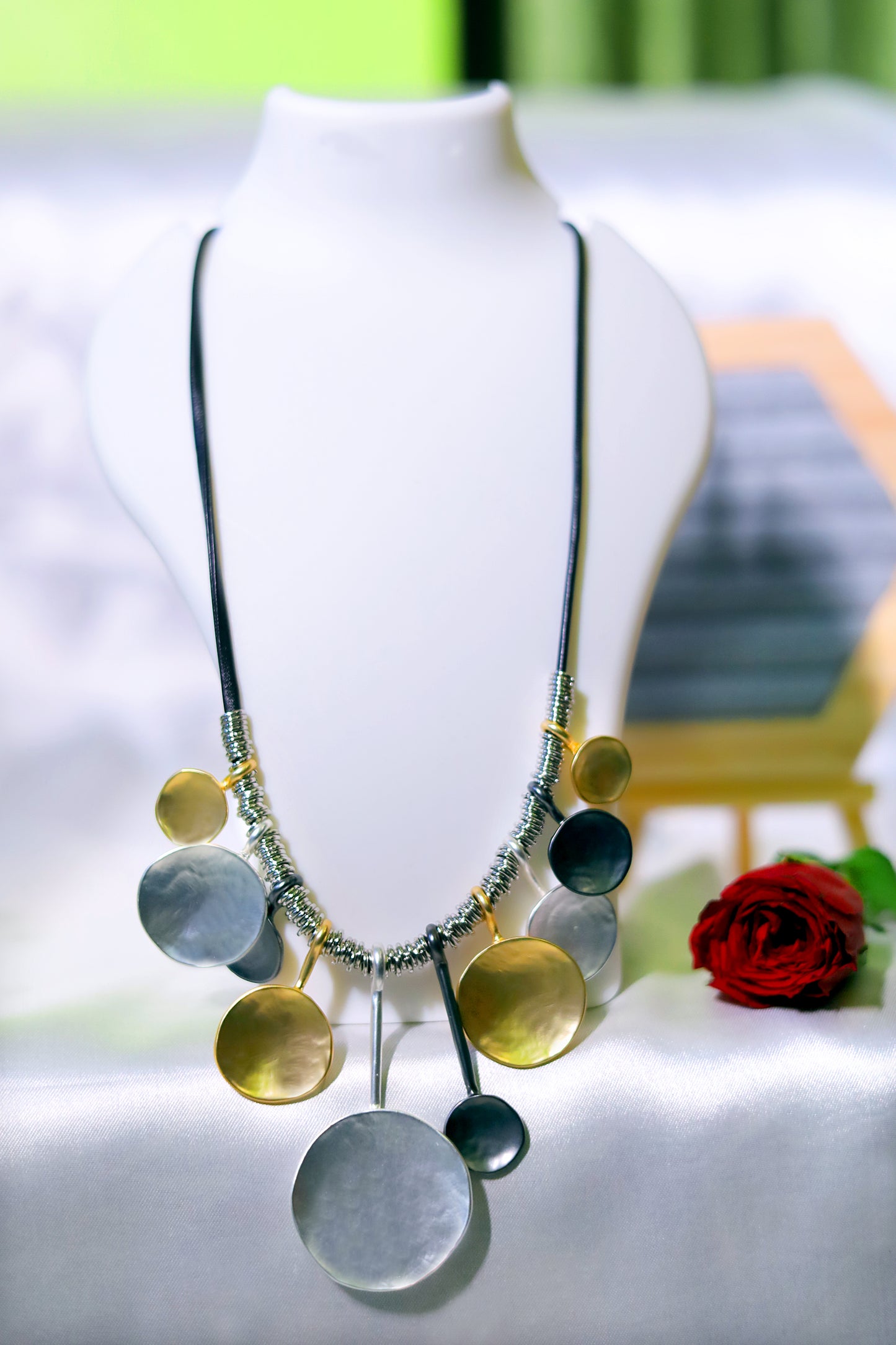 GAVI® Modern Multi-Disc Stainless Steel Statement Necklace