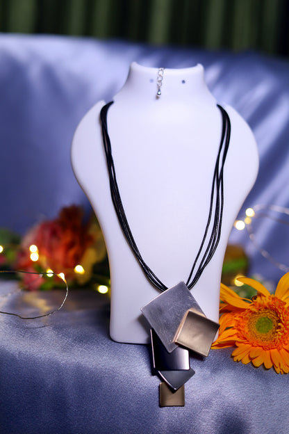 GAVI® Contemporary Multi-Tone Stainless Steel Geometric Statement Necklace
