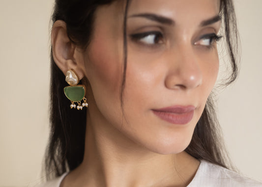 GAVI® Mother of Pearl Green stone earrings