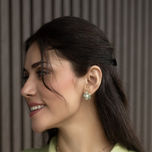 GAVI® Stainless Steel Vivid Flower Groovy Earrings.