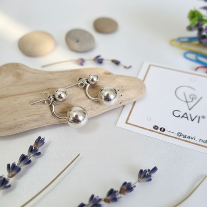 GAVI® Minimalist Curved Double Ball Studs in Silver 925