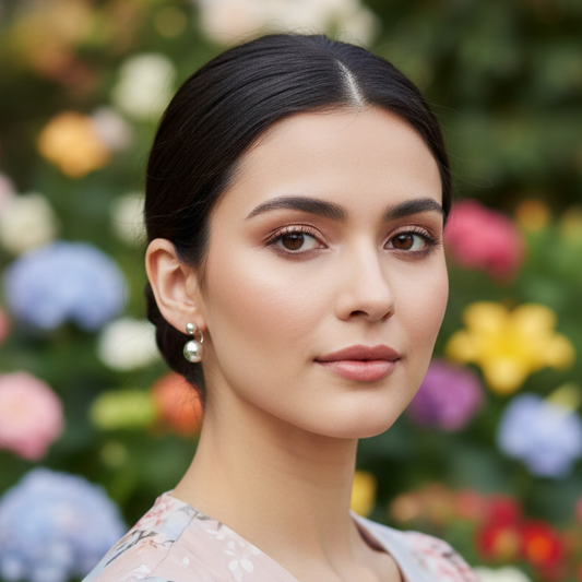 GAVI® Minimalist Curved Double Ball Studs in Silver 925